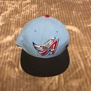 Vintage Angels Hat 7 1/4 59FIFTY baby blue and red